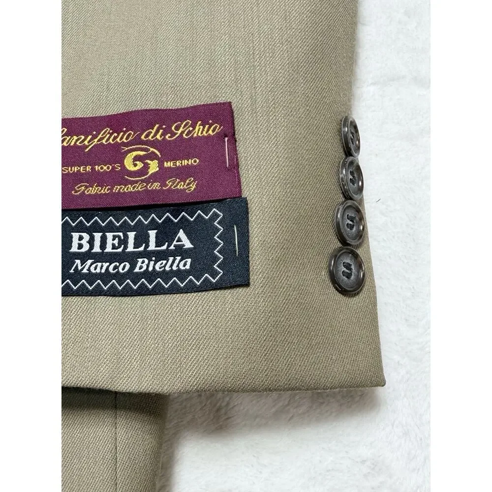 Marco Biella Pure Wool Blazer Jacket 48L Super 100 Merino NWT Corporate Dropout